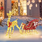 Transform your space into a winter wonderland with Yaheetech 4ft Lighted Christmas Reindeer & Santa Sleigh Set for just $55.85 After Code + Coupon (Reg. $79.79) + Free Shipping