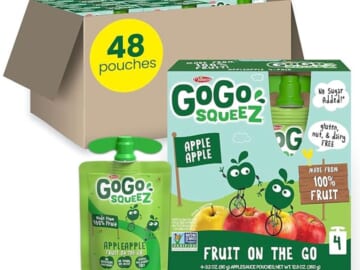 GoGo squeeZ Fruit on the Go, Apple Apple, 3.2 oz (Pack of 48)