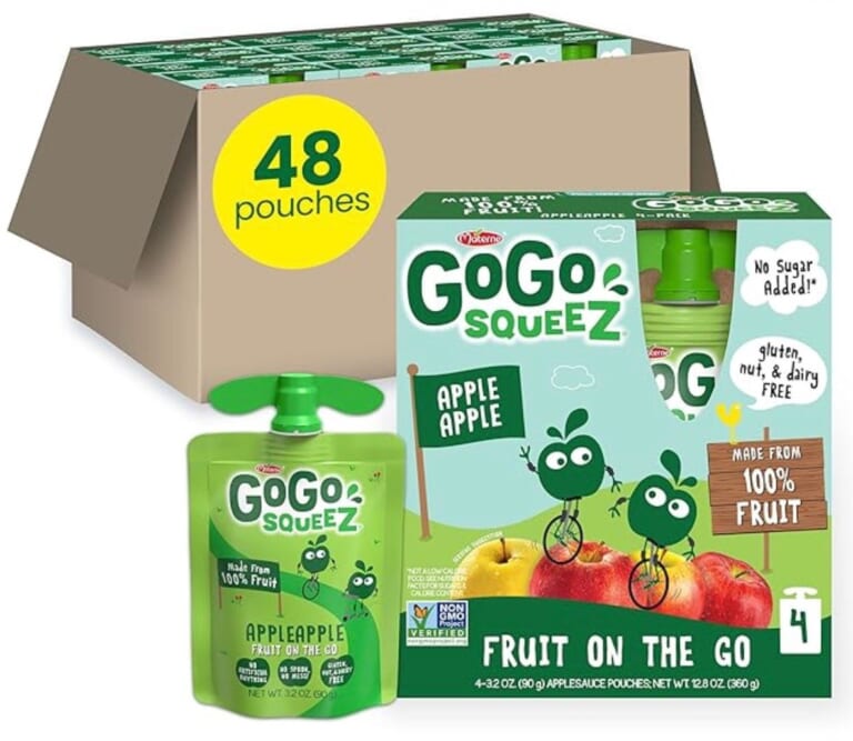 GoGo squeeZ Fruit on the Go, Apple Apple, 3.2 oz (Pack of 48)