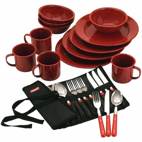 Coleman 24-Piece Enamel Dinnerware Set