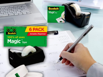 Scotch 6-Pack Magic Invisible Tape with Dispenser $12.98 (Reg. $25) – $2.16/Tape