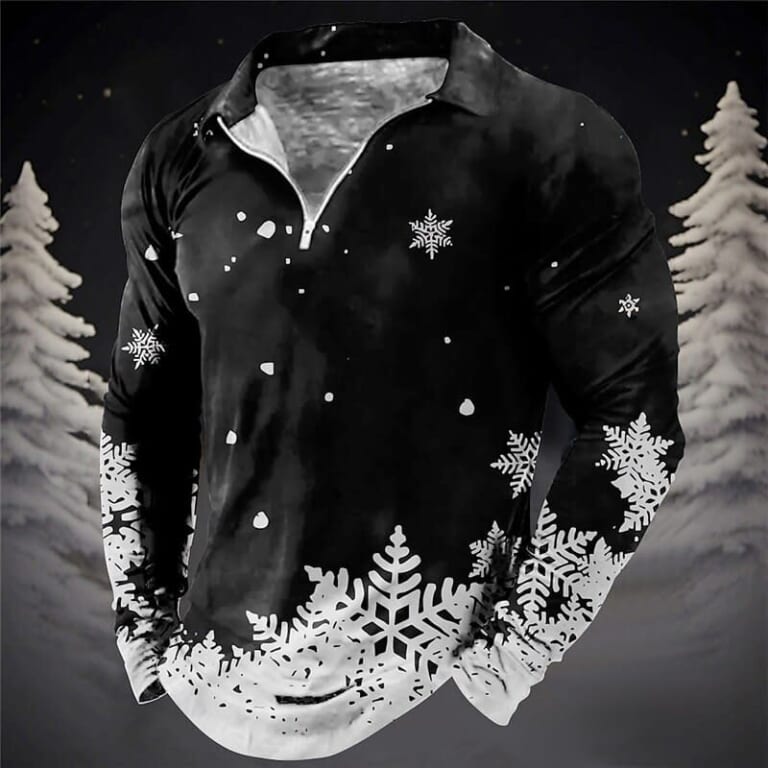 Men's 3D Snowflake Zip Polo for $13 + free shipping