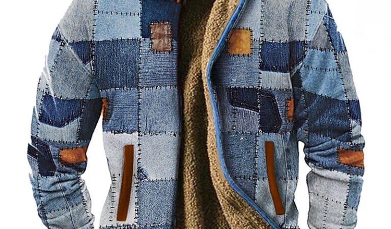 Men's Graphic Patchwork Jacket for $28 + $5 s&h