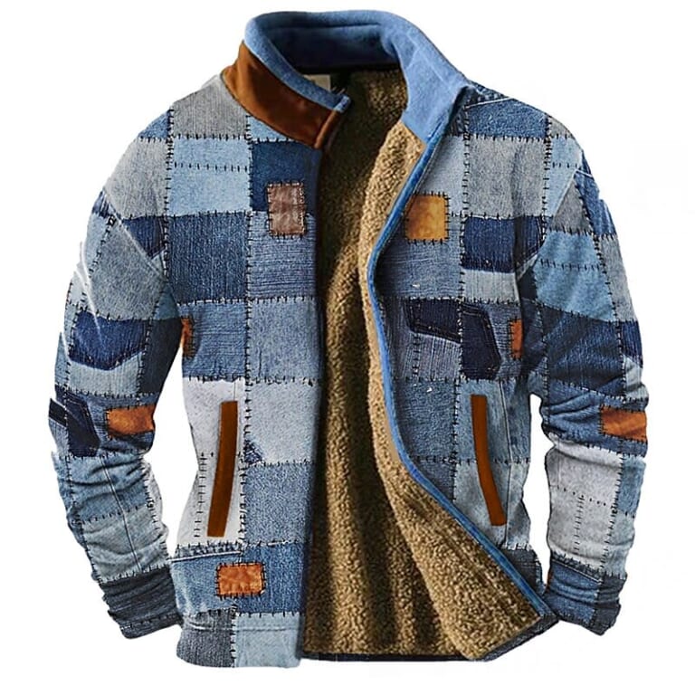 Men's Graphic Patchwork Jacket for $28 + $5 s&h