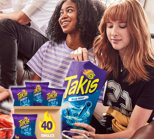 Takis 40-Count Blue Heat Rolled Spicy Tortilla Chips as low as $12.07 After Coupon (Reg. $23.49) + Free Shipping – 30¢/1 oz Bag