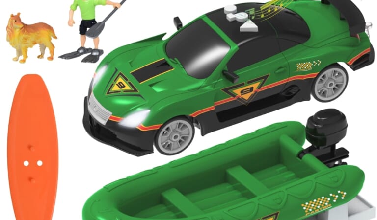 Car with Boat and Trailer Playset for $17 + free shipping w/ $35