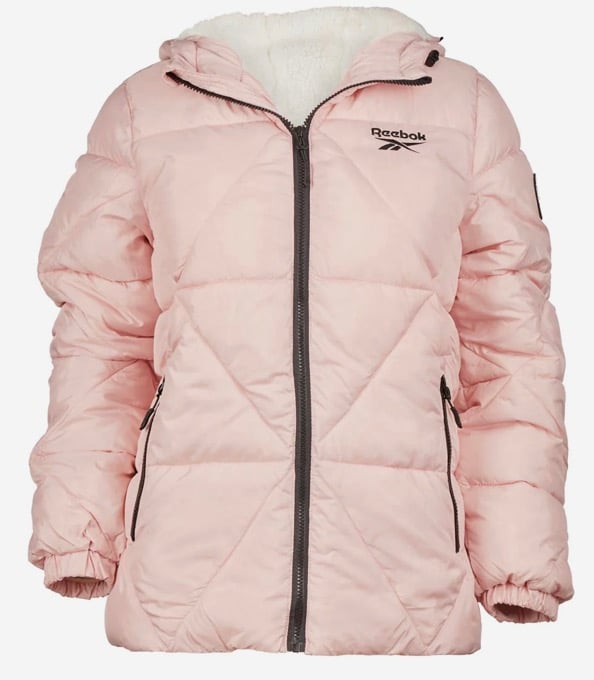 Reebok Women's Puffer Jacket with Sherpa Lining