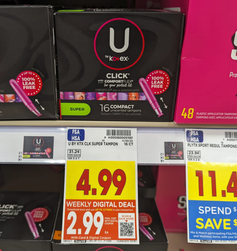 Grab U By Kotex Pads And Tampons For As Low As $2.99 At Kroger