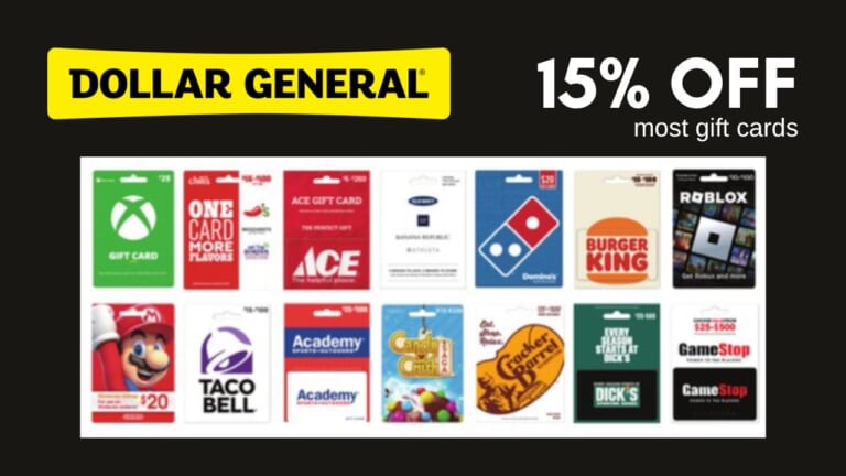 Dollar General | 15% Off Most Gift Cards On 12/15