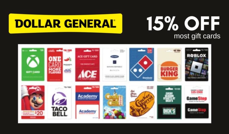 Dollar General | 15% Off Most Gift Cards On 12/15