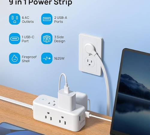 Flat Plug 5ft Power Strip $11.99 After Code (Reg. $33)