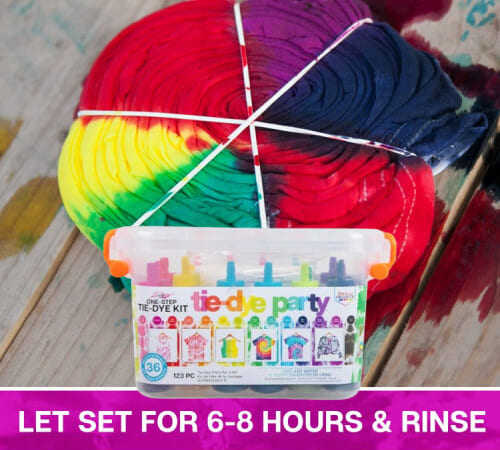 Tulip One-Step 123-Piece Tie-Dye Party Kit, Assorted $8.98 (Reg. $19.34) – With 18 Pre-Filled Bottles