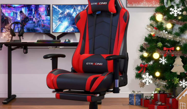 Gaming Chair w/ Footrest & Adjustable Headrest for $130 + free shipping