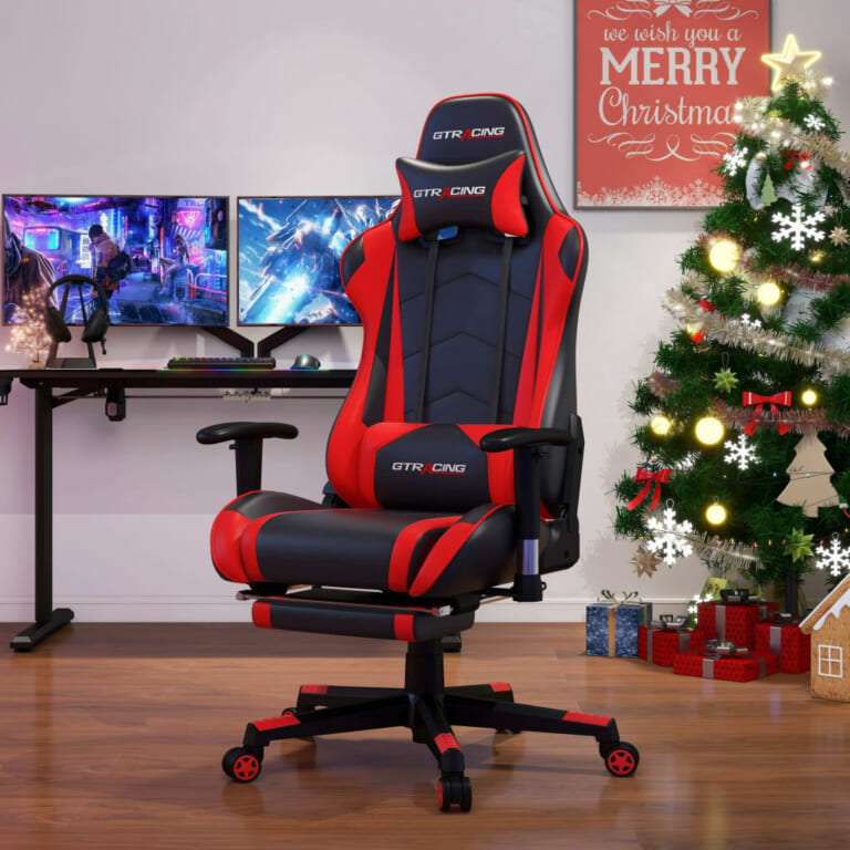 Gaming Chair w/ Footrest & Adjustable Headrest for $130 + free shipping