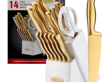 Add a touch of elegance to your kitchen with Gold Knife 14-Piece Set $66.99 After Coupon (Reg. $116.99) + Free Shipping
