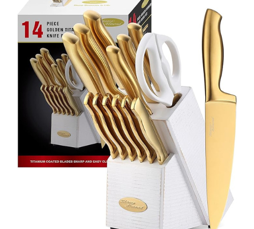 Add a touch of elegance to your kitchen with Gold Knife 14-Piece Set $66.99 After Coupon (Reg. $116.99) + Free Shipping