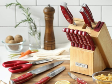 Revitalize your kitchen with Stainless Steel Kitchen Knife 15-Piece Sets with Wooden Block for just $47.98 Shipped Free (Reg. $59.98)