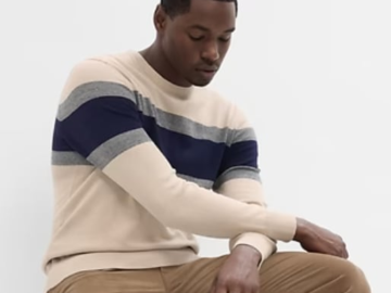 Gap Factory Men's Stripe Crewneck Sweater for $17 in cart + free shipping