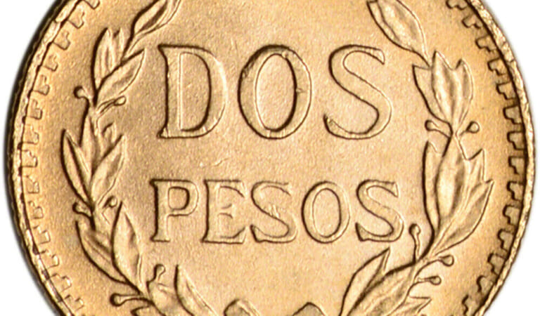 1945 Mexico Gold 2 Pesos Coin for $121 + free shipping