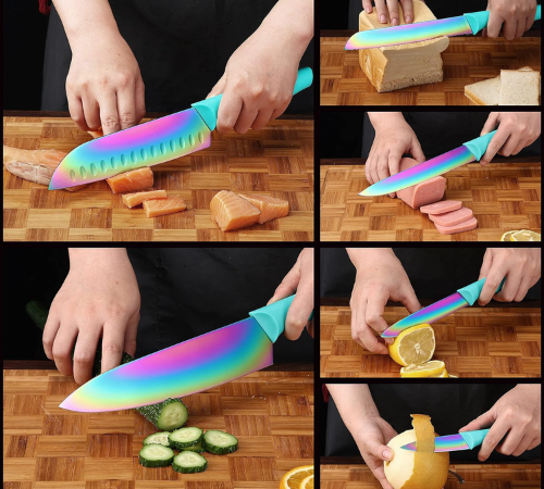 Upgrade your kitchen essentials with this Rainbow Titanium Stainless Steel 12-Piece Boxed Knives Set for just $17.99 After Coupon (Reg. $35.98) + Free Shipping