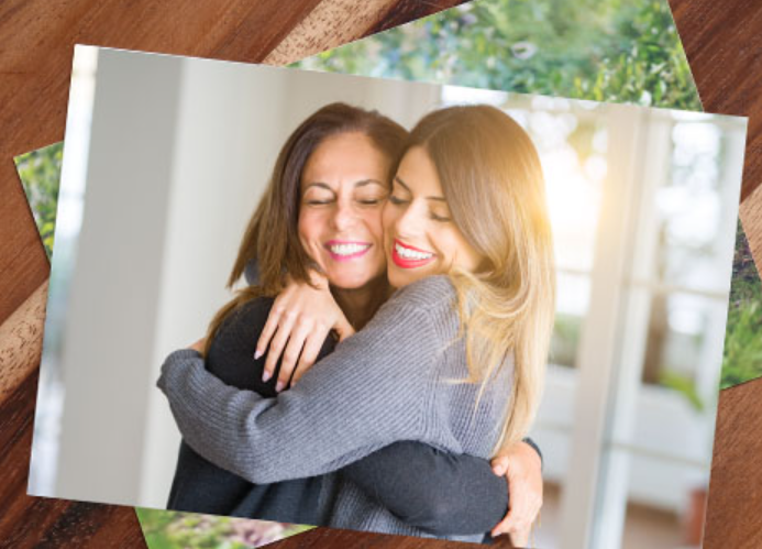 daughter and mom hugging