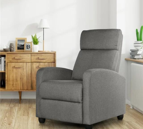 Experience ultimate comfort and style with Easyfashion Fabric Push Back Theater Recliner Chair with Footrest, Gray for just $97.39 Shipped Free (Reg. $129.99)