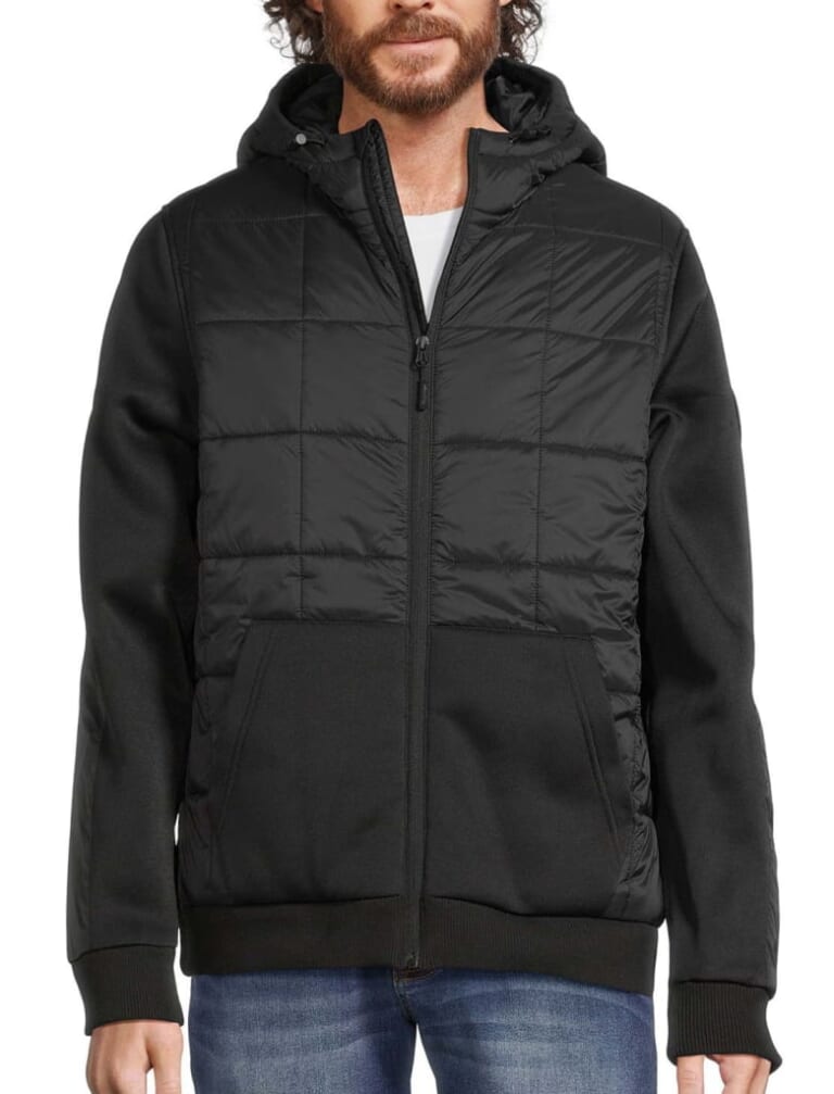 Reebok Men's Mixed Media Puffer Jacket w/ Hood for $30 + free shipping w/ $35