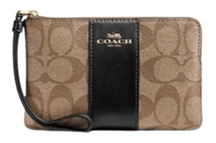 Coach Outlet Corner Zip Wristlet In Signature Canvas for $25 in cart + free shipping