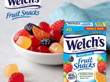 Welch’s Fruit Snacks, 40-Count, Mixed Fruit as low as $6.35 when you buy 4 After Coupon (Reg. $8.48) + Free Shipping – 16¢ Per Pouch – Berries ‘n Cherries only $6.67