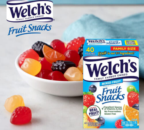 Welch’s Fruit Snacks, 40-Count, Mixed Fruit as low as $6.35 when you buy 4 After Coupon (Reg. $8.48) + Free Shipping – 16¢ Per Pouch – Berries ‘n Cherries only $6.67