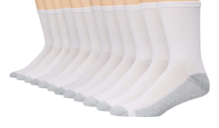 Hanes Men's Fresh IQ Crew Socks 12-Pair Pack for $19 + free shipping