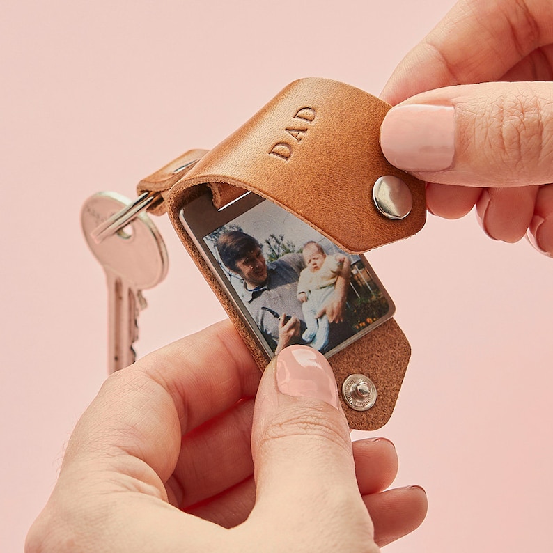 Personalized Photo Keyring in Leather Case