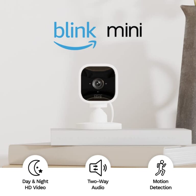 Blink Mini Compact Indoor Plug-in Smart Security Camera, 1080p HD, 4-Pack $59.97 Shipped Free (Reg. $130) – $14.99 each, Prime Exclusive Deal