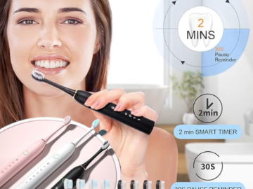 Give Your Family’s Teeth a Thorough Cleaning and Protection with 2-Pack Sonic Electric Toothbrush with 8 Brush Heads for Adults and Kids for only $19.99 After Code (Reg. $100) – $10/Toothbrush + Free Shipping