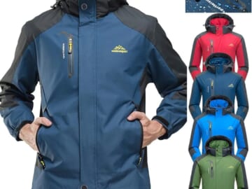 Men's Detachable Hood Rain Jacket for $20 + $10 s&h