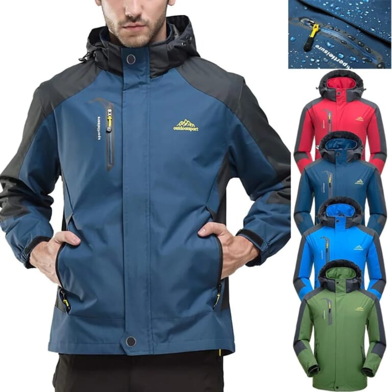 Men's Detachable Hood Rain Jacket for $20 + $10 s&h