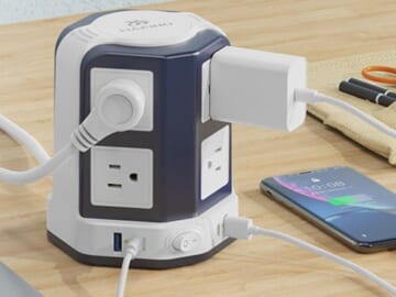 8-Outlet + 4 USB-Port Surge Protector Power Strip Tower with 10ft Cord $14.49 After Code (Reg. $28.99)