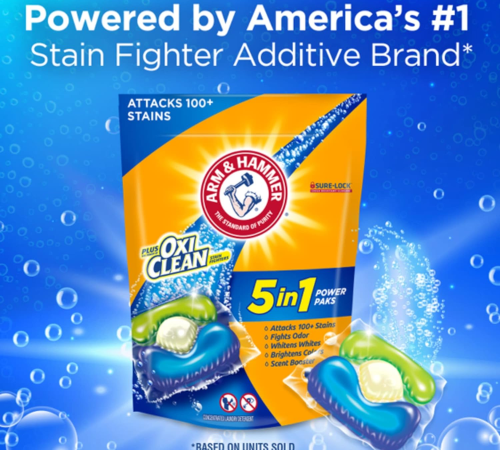 Arm & Hammer Plus OxiClean 42-Count 5-in-1 Detergent Power Paks as low as $4.56 when you buy 4 After Coupon (Reg. $10) + Free Shipping – 11¢/Pak