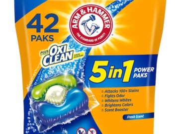 Arm & Hammer Laundry Detergent 5-in-1 Power Paks, 42 count just $6.16 shipped!