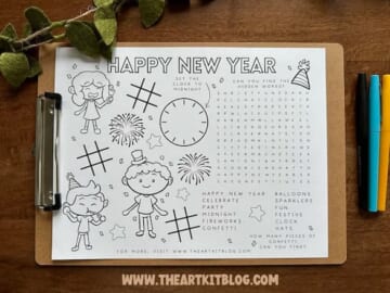 Free Printable Happy New Year Coloring Page Activity Placemat