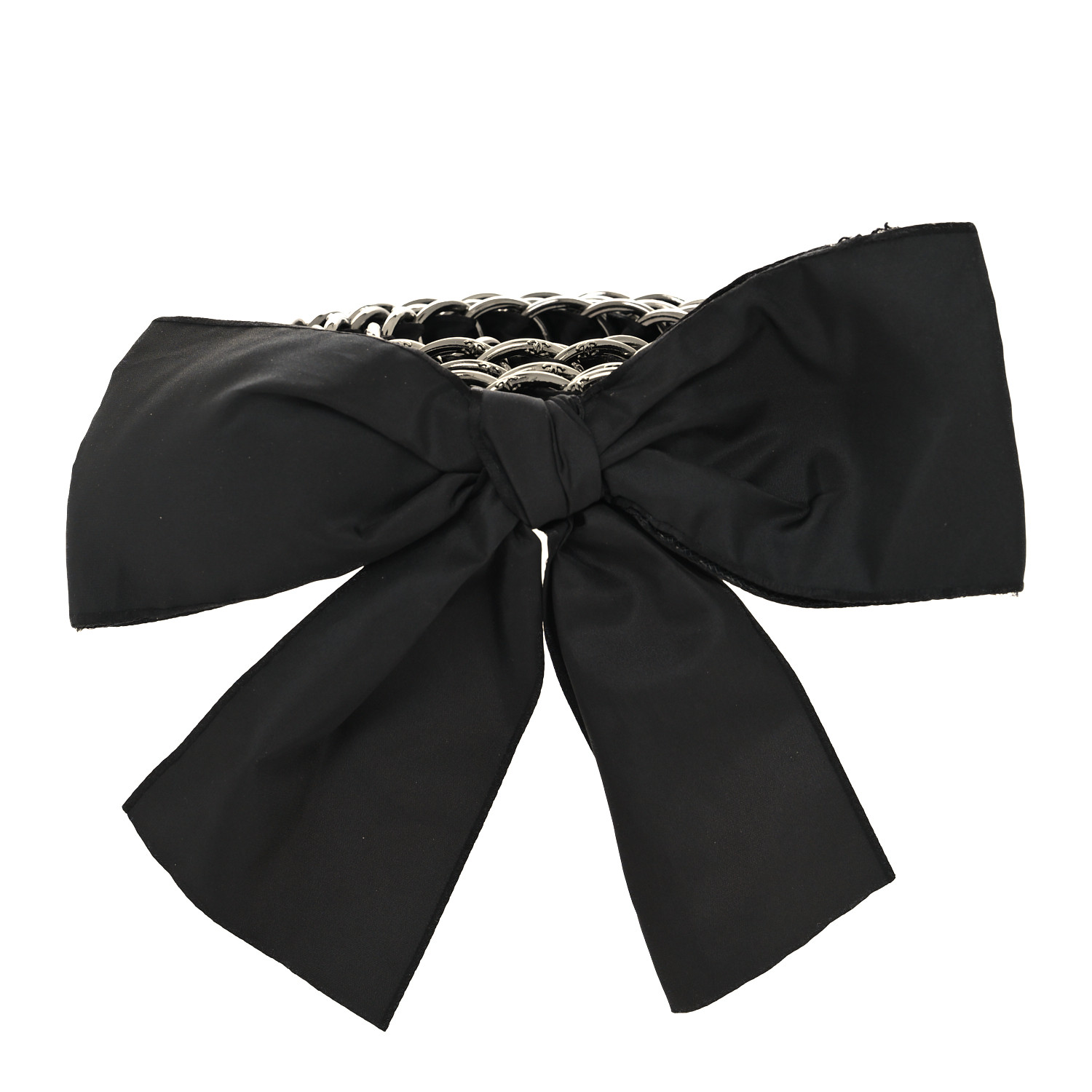 image of a CHANEL Silk Chain CC Bow Dore Belt in the color Black by FASHIONPHILE