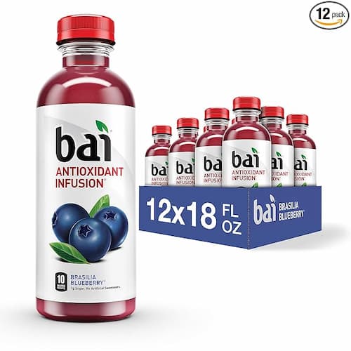 Bai Flavored Water, Brasilia Blueberry, Antioxidant Infused Drinks, 18 Fluid Ounce Bottle (Pack of 12)