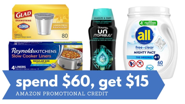 Amazon Stock Up | Spend $60, Get $15 Credit