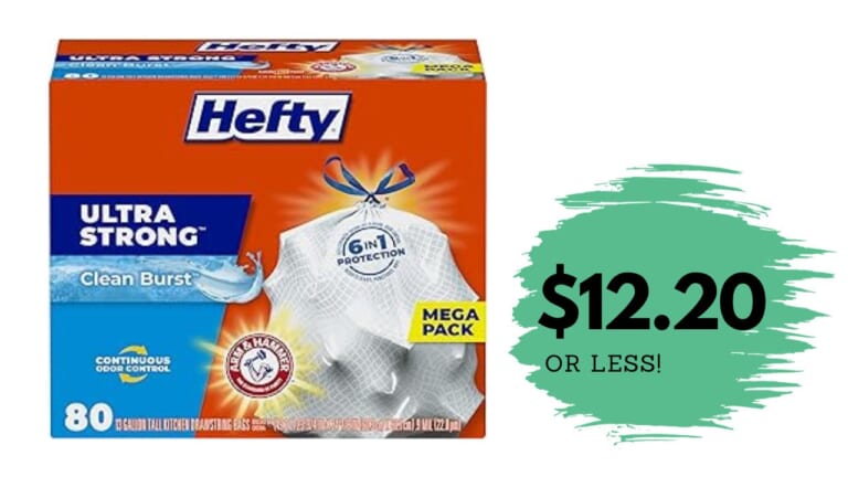 Amazon | Hefty Ultra Strong 80-Count Kitchen Trash Bags $12.20 Shipped