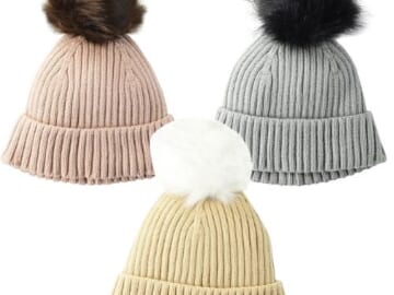 Amazon Essentials Women’s Ribbed Pom Beanie $5.30 (Reg. $17)