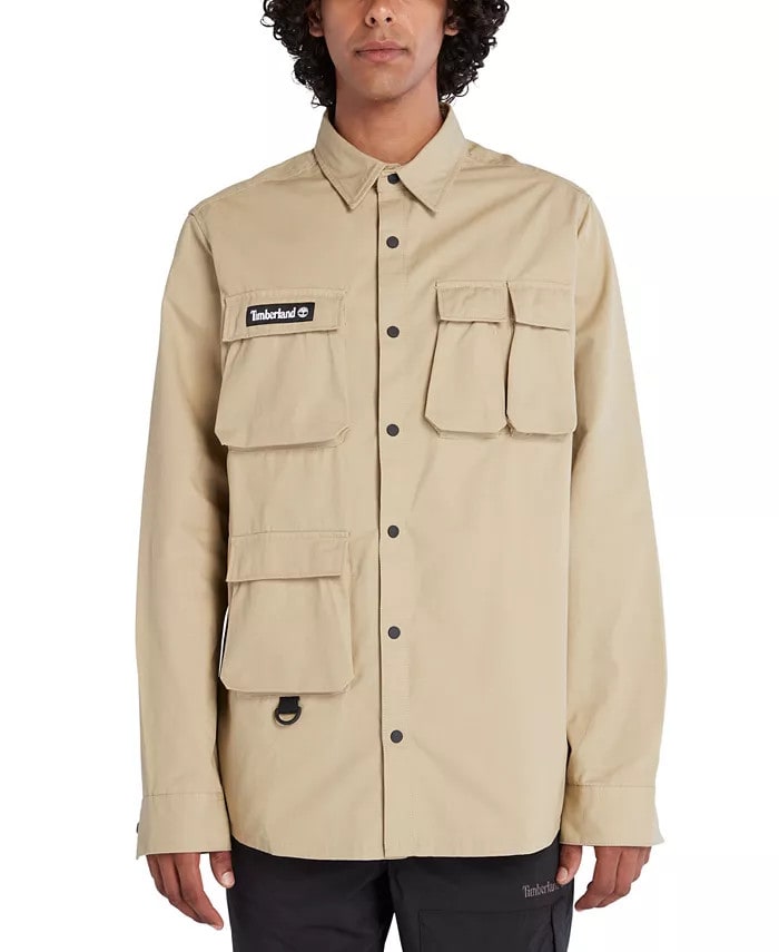 Timberland Men's Button-Front Four-Pocket Utility Overshirt for $24 + free shipping w/ $25