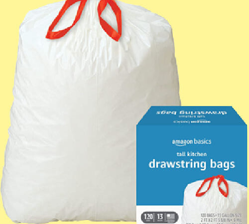 Amazon Basics 13-Gallon Tall Kitchen Drawstring Trash Bags, 120 Count as low as $15.49 Shipped Free (Reg. $18.88) – $0.13 each!