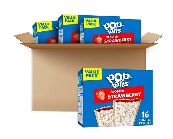 Pop-Tarts Toaster Pastries, Breakfast Foods, Kids Snacks, Frosted Strawberry, Value Pack (64 Pop-Tarts)