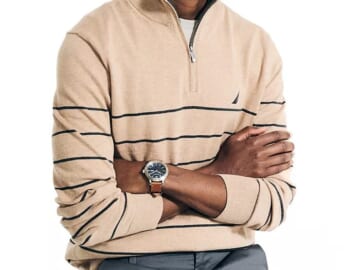 Nautica Men's Navtech Performance Stripe Quarter-Zip Sweater for $48 + free shipping