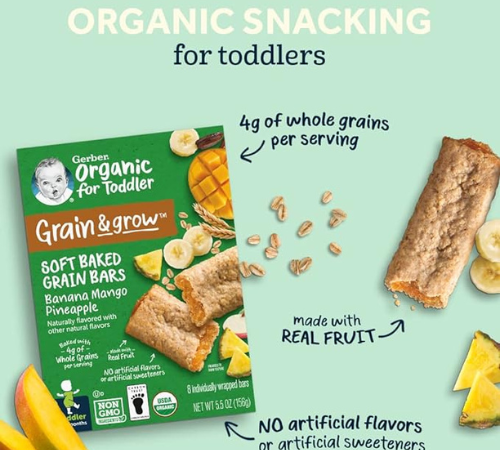 Gerber Organic 8-Pack Grain & Grow Cereal Bars, Banana Mango Pineapple, 5.5 oz as low as $22.28 After Coupon (Reg. $34.38) + Free Shipping – $2.79/Pack